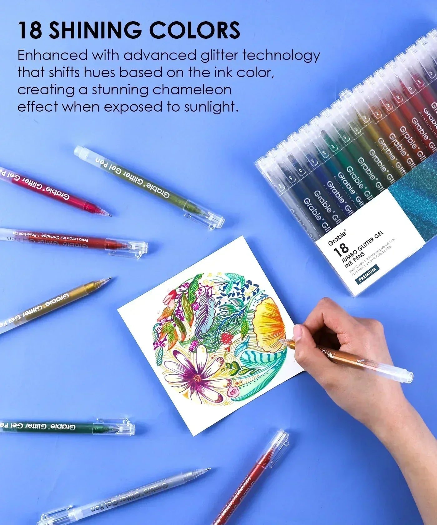 Jumbo Iridescent Glitter Gel Ink Pen Set Of 18