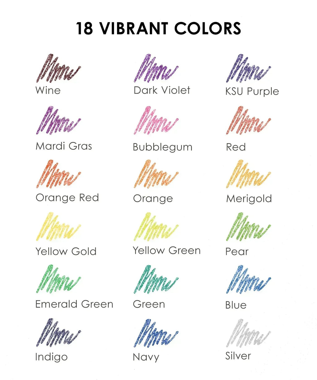 Jumbo Iridescent Glitter Gel Ink Pen Set Of 18
