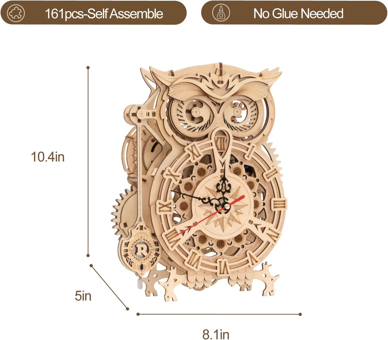 Owl Clock 3D Wooden Puzzle
