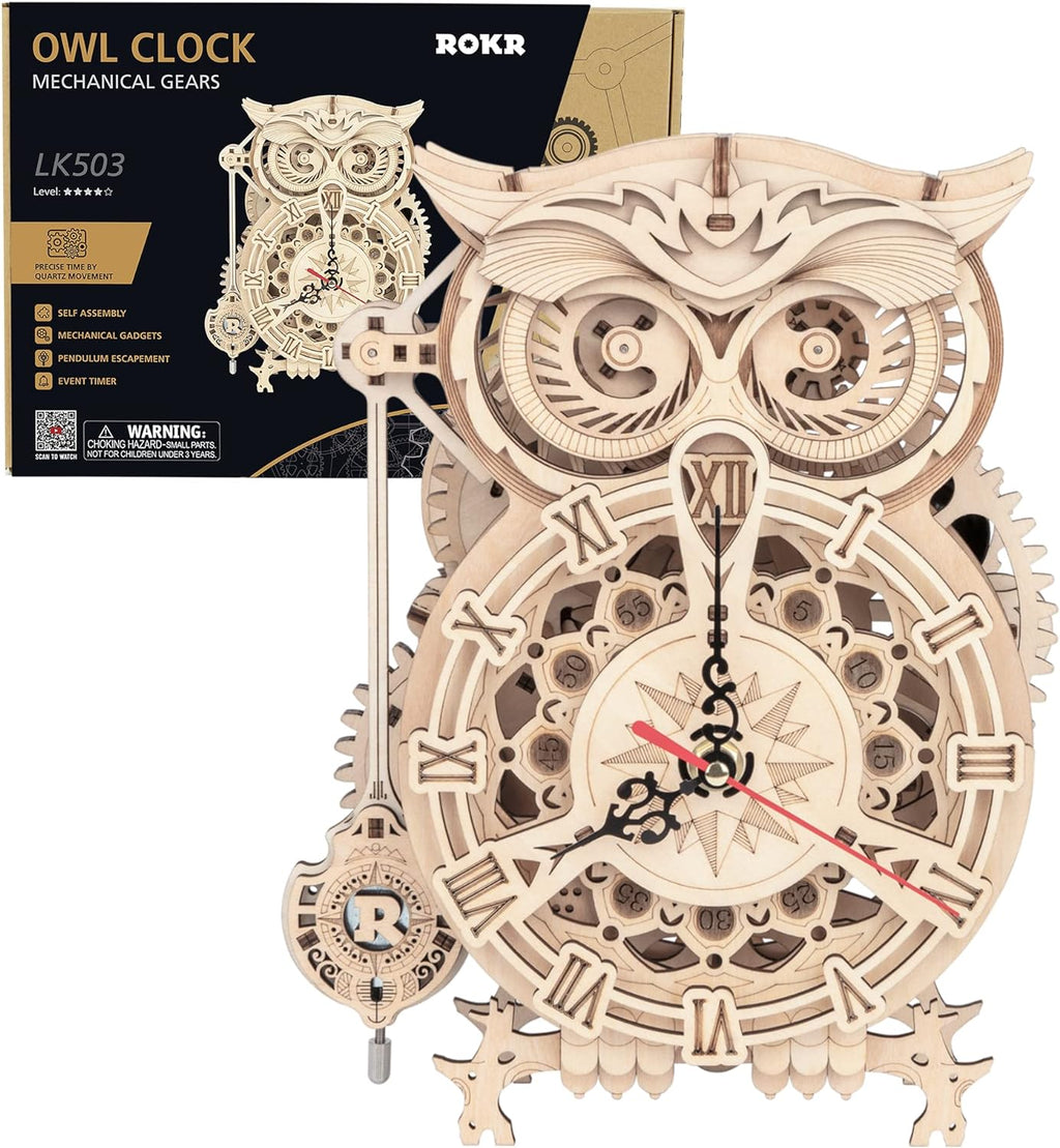 Owl Clock 3D Wooden Puzzle