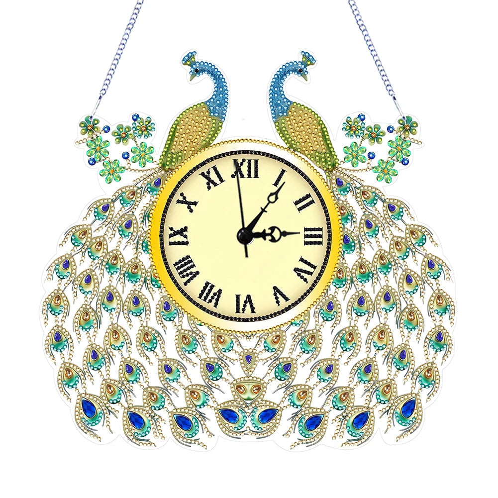 DIY Diamond Painting Special Shaped Peacock Art Clock Kits