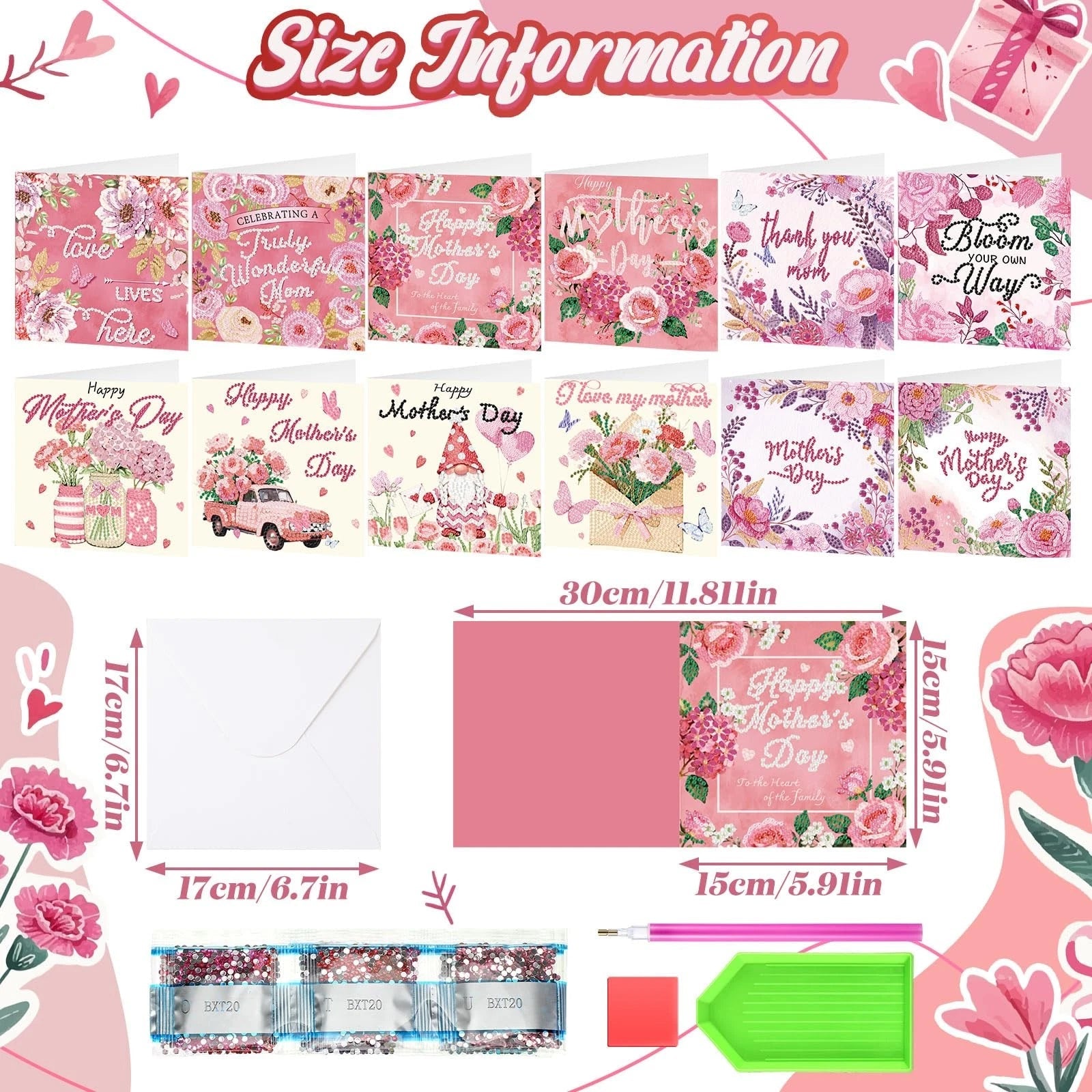 Mother's Day Diamond Painting Card Kits 12PCS