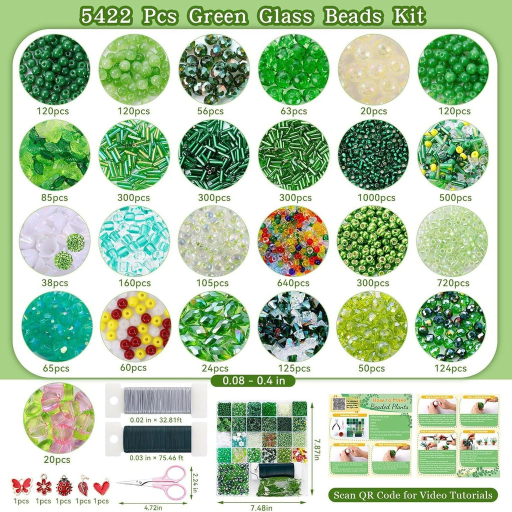 Everlasting Beaded Flower DIY Kit – 2382PCS or 5422PCS Deluxe with 2 Pots
