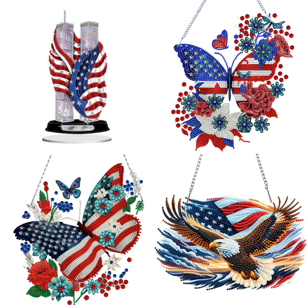 America Twin Tower DIY Diamond Painting Desktop Ornaments Kit Home Decor