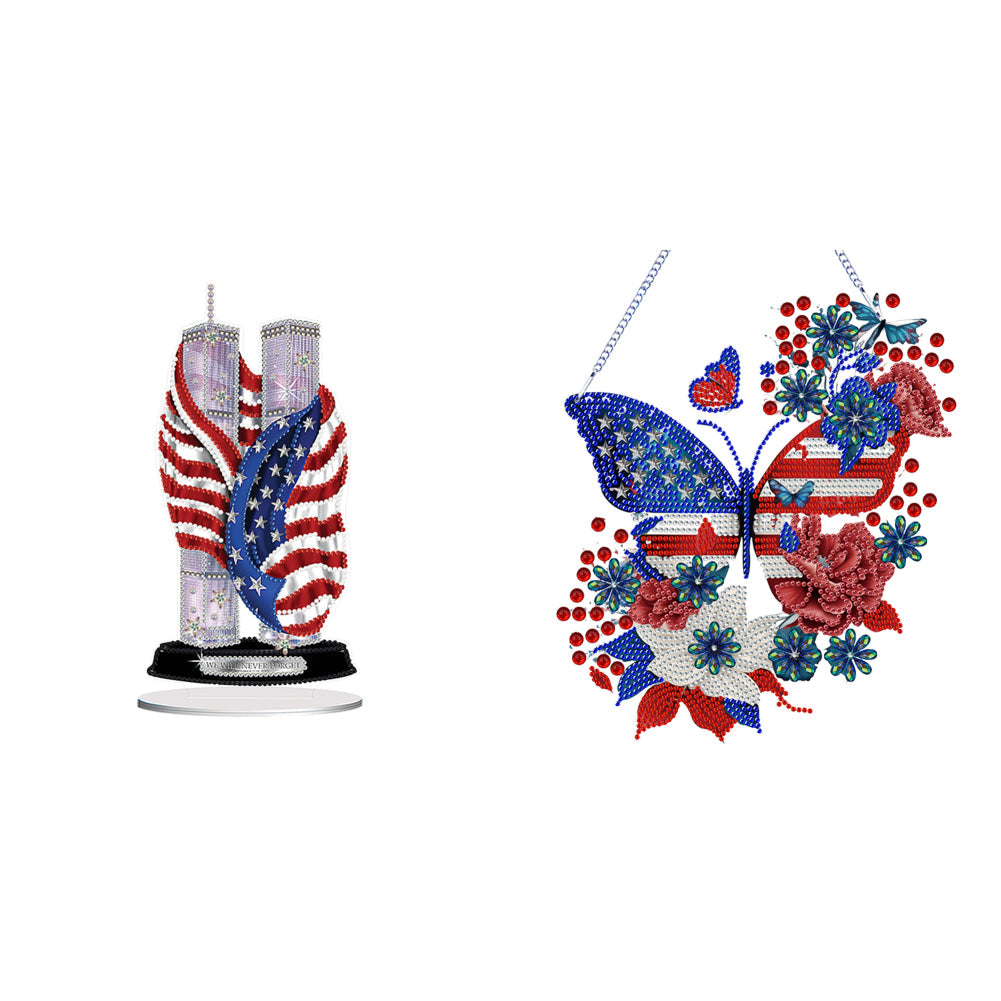 America Twin Tower DIY Diamond Painting Desktop Ornaments Kit Home Decor